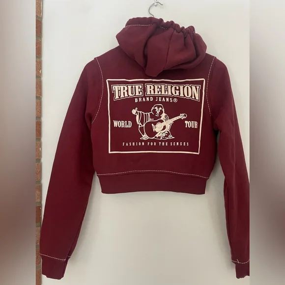 new True Religion Red Hoodie sweater cropped - Picture 8 of 9